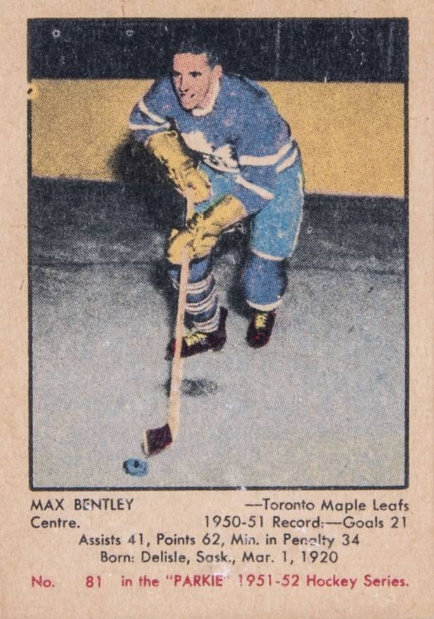 1951 Parkhurst Max Bentley #81 Hockey Card