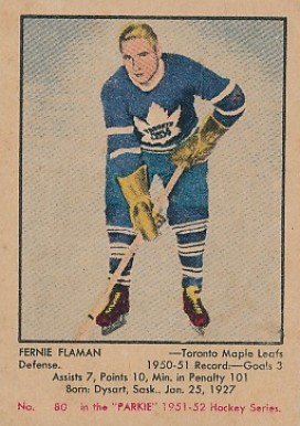 1951 Parkhurst Fern Flaman #80 Hockey Card