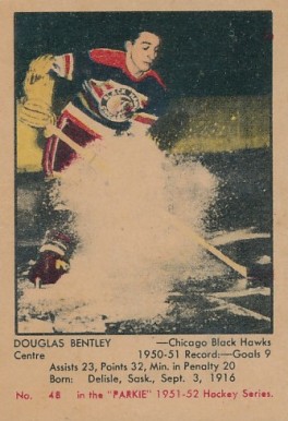 1951 Parkhurst Doug Bentley #48 Hockey Card