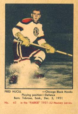 1951 Parkhurst Fred Hucul #45 Hockey Card