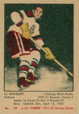 1951 Parkhurst Al Dewsbury #38 Hockey Card