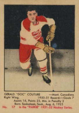 1951 Parkhurst Gerry Couture #17 Hockey Card