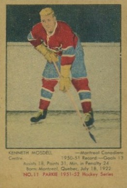 1951 Parkhurst Ken Mosdell #11 Hockey Card