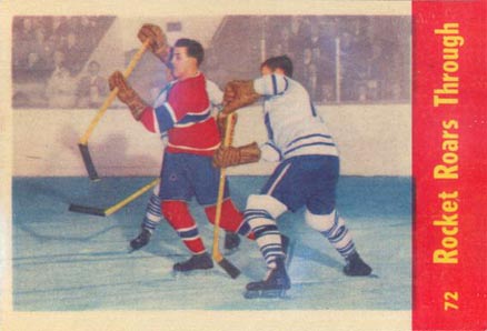 1955 Parkhurst Rocket Roars Through #72 Hockey Card