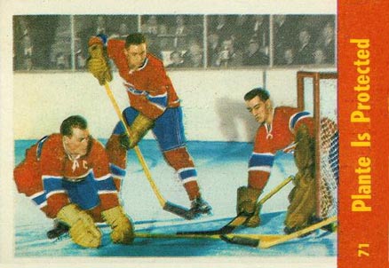 1955 Parkhurst Plante Is Protected #71 Hockey Card