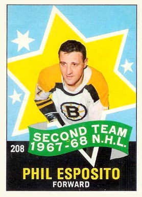 1968 O-Pee-Chee Phil Esposito #208 Hockey Card