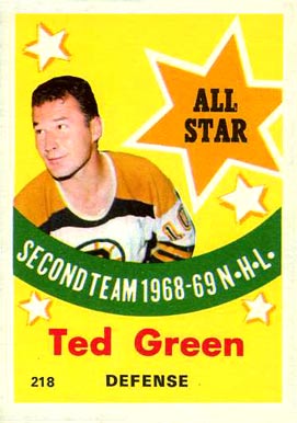 1969 O-Pee-Chee Ted Green #218 Hockey Card