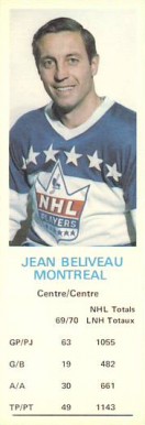 1970 Dad's Cookies Jean Beliveau # Hockey Card