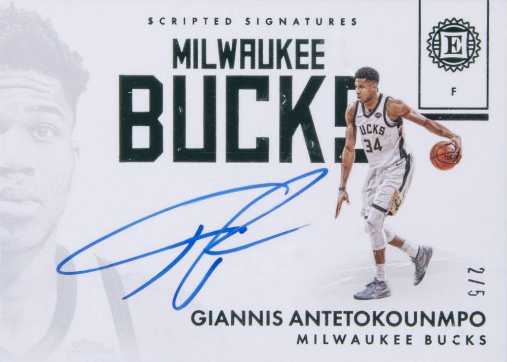 2017 Panini Encased Scripted Signatures Giannis Antetokounmpo #GAN Basketball Card