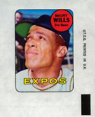 1969 Topps Decals Maury Wills # Baseball Card