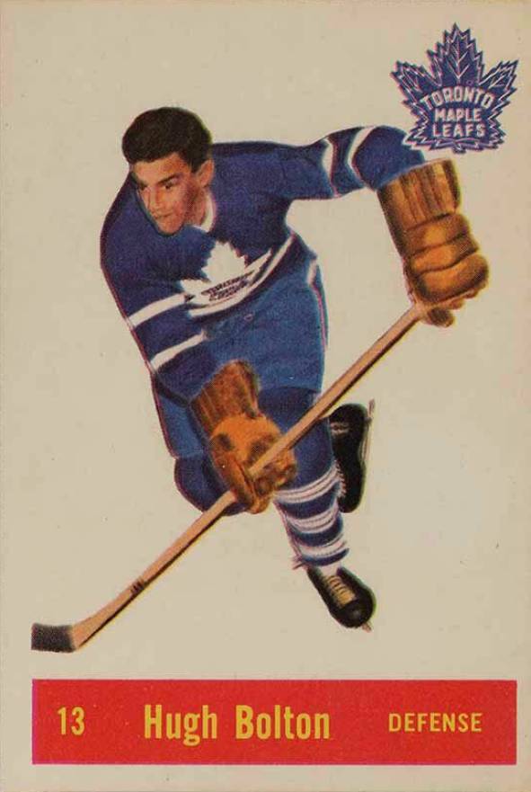 1957 Parkhurst Hugh Bolton #13b Hockey Card