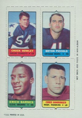 1969 Topps Four in One Howley/Piccolo/Barnes/Hanburger # Football Card