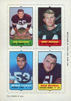 1969 Topps Four in One Hickerson/Anderson/Butkus/Lucci # Football Card
