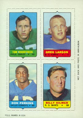 1969 Topps Four in One Woodeshick/Larson/Perkins/Kilmer # Football Card