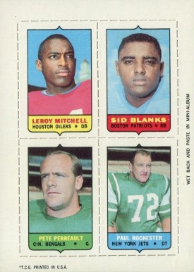 1969 Topps Four in One Mitchell/Blanks/Rochester/Perreault # Football Card