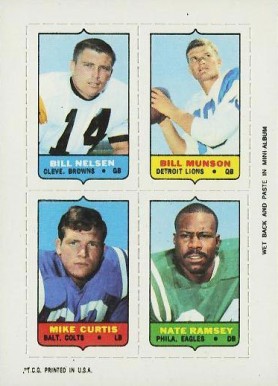 1969 Topps Four in One Nelsen/Munson/Ramsey/Curtis # Football Card