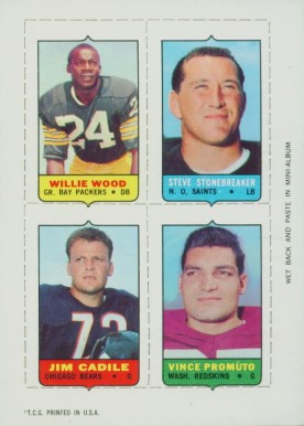 1969 Topps Four in One Wood/Stonebreaker/Promuto/Cadile # Football Card