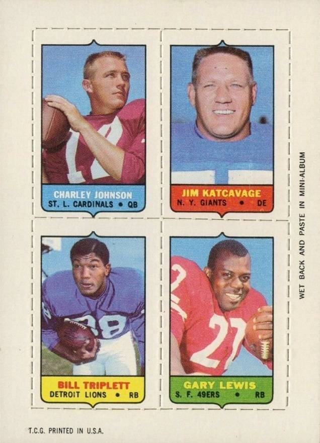 1969 Topps Four in One Johnson/Katcavage/Lewis/Triplett # Football Card