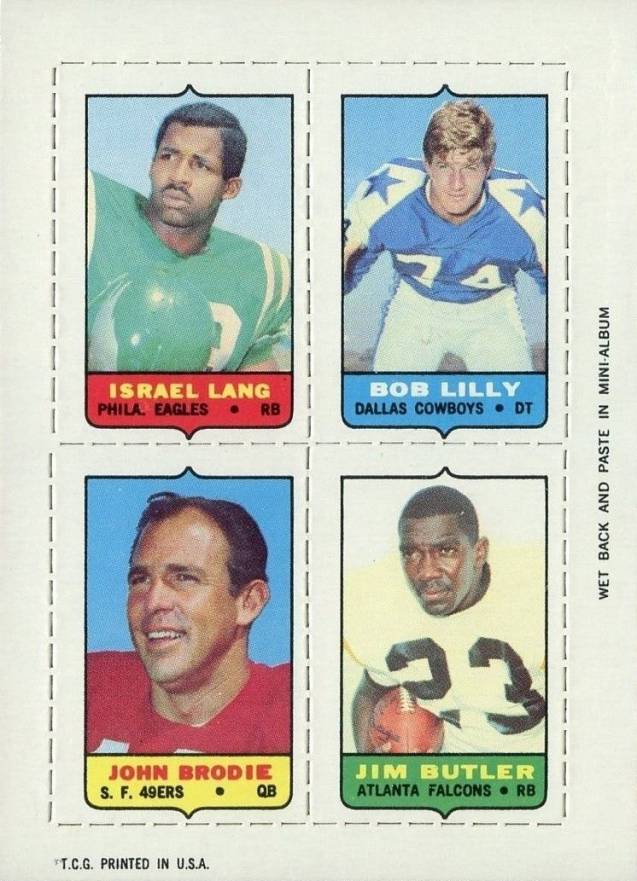 1969 Topps Four in One lLang/Lilly/Brodie/Butler # Football Card