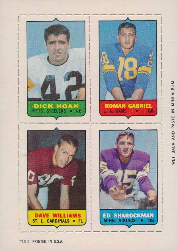 1969 Topps Four in One Hoak/Gabriel/Sharockman/Williams # Football Card