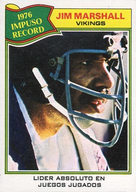 1977 Topps Mexican Jim Marshall #452 Football Card