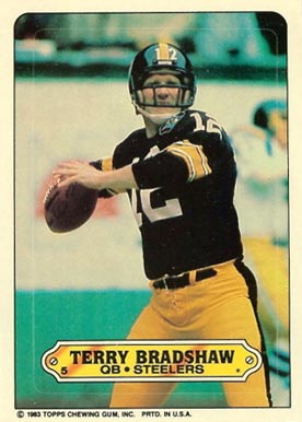 1983 Topps Stickers Insert Terry Bradshaw #5 Football Card