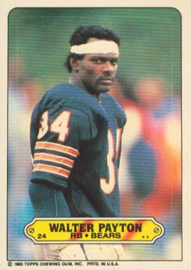 1983 Topps Stickers Insert Walter Payton #24 Football Card