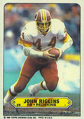 1983 Topps Stickers Insert John Riggins #25 Football Card