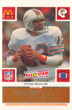 1986 McDonald's All-Stars Dan Marino #13 Football Card