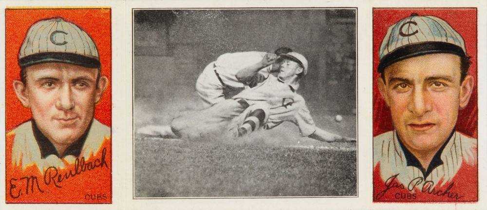 1912 Hassan Triple Folders Evers Makes a Safe Slide # Baseball Card