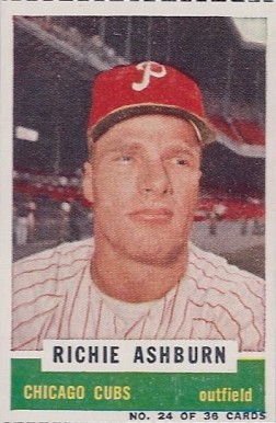 1960 Bazooka Singles Richie Ashburn #24 Baseball Card