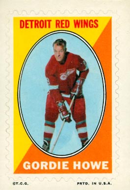 1970 Topps/OPC Sticker Stamps Gordie Howe #13 Hockey Card