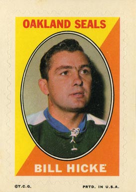 1970 Topps/OPC Sticker Stamps Bill Hicke #12 Hockey Card