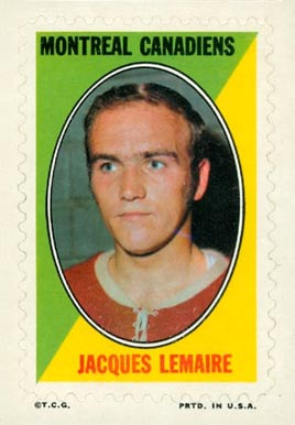 1970 Topps/OPC Sticker Stamps Jacques Lemaire # Hockey Card