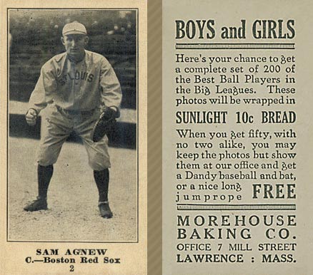 1916 Morehouse Baking Sam Agnew #2 Baseball Card