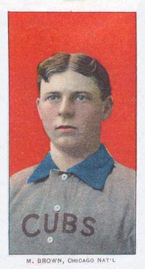 1909 White Borders (Piedmont &amp; Sweet Caporal) Mordecai Brown #59 Baseball Card - 34506