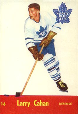 1955 Parkhurst Quaker Oats Larry Cahan #16 Hockey Card