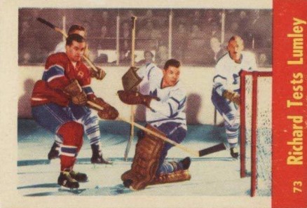 1955 Parkhurst Quaker Oats Richard tests Lumley #73 Hockey Card
