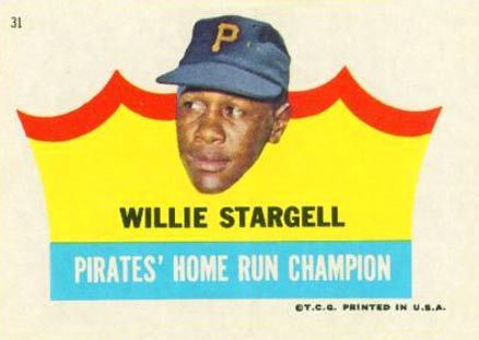 1967 Topps Pirates Stickers Willie Stargell-Pirates' Home Run Champion #31 Baseball Card
