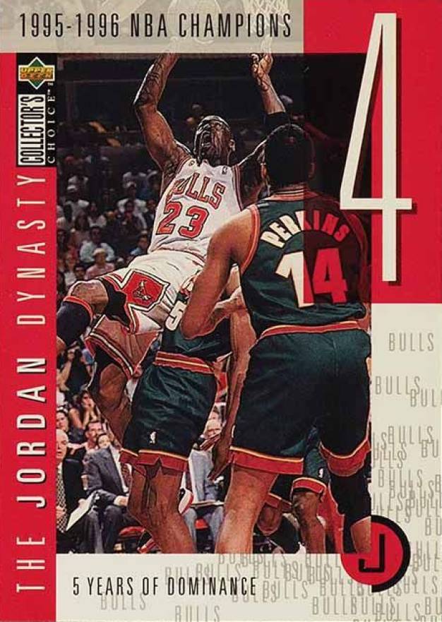 1997 Collector's Choice Jordan Dynasty 1995-1996 NBA Champions #JD4 Basketball Card