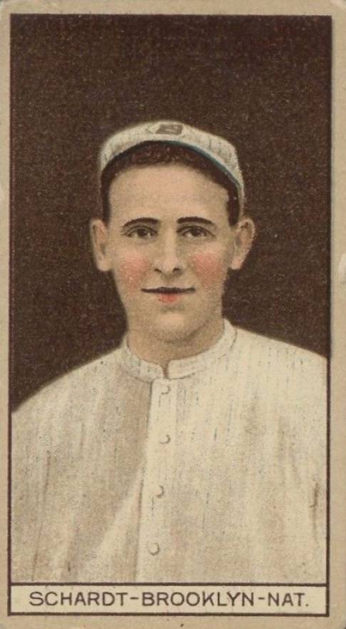 1912 Brown Backgrounds Common back SCHARDT-BROOKLYN-NAT. # Baseball Card