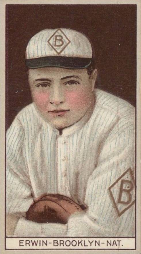 1912 Brown Backgrounds Common back ERWIN-BROOKLYN-NAT. # Baseball Card