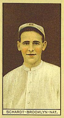 1912 Brown Backgrounds Red Cycle SCHARDT-BROOKLYN-NAT. #162 Baseball Card