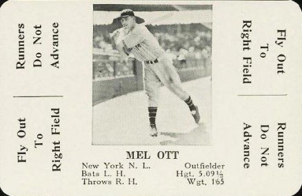 1936 S & S Game Mel Ott #44 Baseball Card