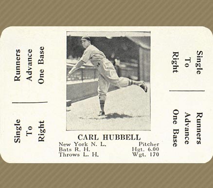 1936 S & S Game Carl Hubbell #35 Baseball Card
