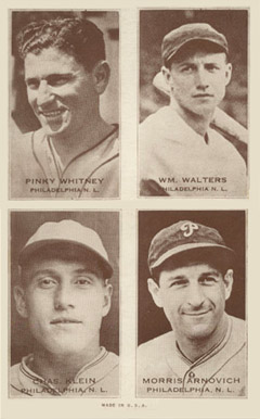 1938 Exhibits Four-on-one Whitney/Walters/Klein/Arnovich #2 Baseball Card