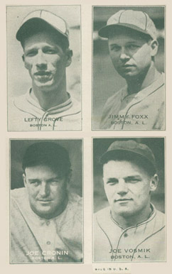1938 Exhibits Four-on-one Cronin/Foxx/Grove/Vosmik #8 Baseball Card