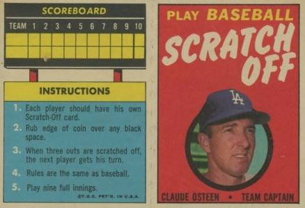 1970 Topps Scratch-Offs Claude Osteen # Baseball Card