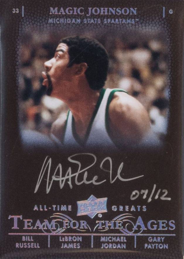 2013 Upper Deck All-Time Greats Team for the Ages Autograph Magic Johnson #TA2-3 Basketball Card