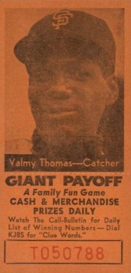 1958 San Francisco Call-Bulletin Giants Valmy Thomas #23 Baseball Card